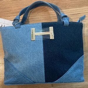 H by Halston Colorblock Denim Handbag / Crossbody - NWT